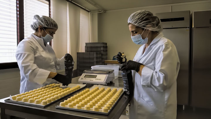 Boule d'or travailleuses qui empaquettent